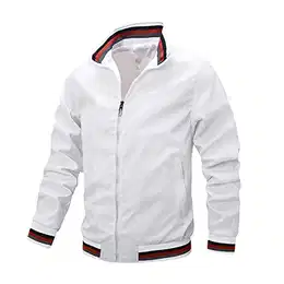 Frühling Herbst Männer Bomberjacke Casual Herren Outwear Windreaker Reißverschluss Mäntel Baseball Jacken Mann Kleidung (White, XL)