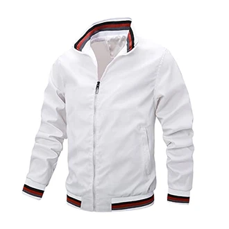 Generic Frühling Herbst Männer Bomberjacke Casual Herren Outwear Windreaker Reißverschluss Mäntel Baseball Jacken Mann Kleidung Weiß