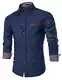 COOFANDY Herren Hemd Langarm Jeanshemd Denim Hemd Freizeithemd Langarm Businesshemd Langarmhemd Cowboy-Style Slim fit Smoking Hemd B-Dunkelblau M
