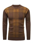 Jolicloth Herren Pullover Klassischer Basic Rundhals Sweater Slim Fit Rot/Schwarz