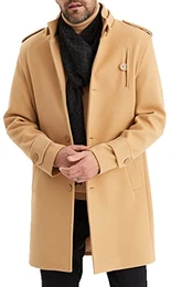 Mantel Herren braune Jacke Kurzmantel Slim Fit Wollmantel Wintermantel Übergangsjacke Männer Winter Trenchcoat Lange Freizeitjacke Business Größe M