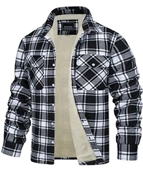 TACVASEN Herren Hemdjacke Thermo Hemd Schwarz