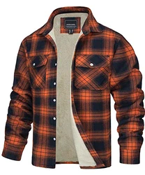 TACVASEN Herren Hemdjacke Thermo Hemd Orange