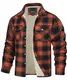 TACVASEN Herren Sweatshirts Fleece Hemden Langarmshirts Wintershirts Pulli Gefüttert Thermohemd Übergangsjacke, Orange, M