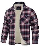 TACVASEN Herren Hemdjacke Thermo Hemd Rot/Weiß