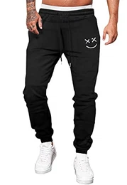 Herren Jogginghose Sporthose Baumwolle Fitness Slim Fit Hose Freizeithose Joggers Streetwear A Schwarz XXL