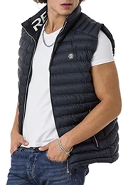 Red Bridge Herren Weste mit Stehkragen Bubble Zipper Collar Print Navyblau M