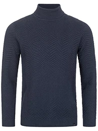 Herren Saini Pullover mit Rollkragen aus Baumwolle Strickpullover Männer Navy L