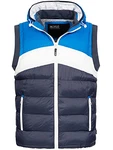 Indicode Herren Valerio Steppweste mit Kapuze Blau/Dunkelblau/Pastell