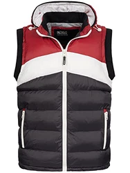 Indicode Herren Valerio Steppweste mit Kapuze Bordeaux