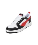 PUMA Unisex Rebound V6 Low Sneaker Weiß/Rot/Schwarz/Transparent