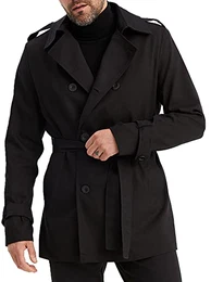 Trenchcoat Herren kurze schwarze Jacke Kurzmantel Slim Fit Business Übergangsjacke Männer Mantel Sommer Lange Freizeitjacke Frühling Herbst Größe XXL