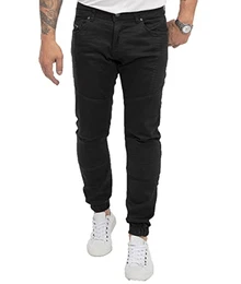Herren Jeans Tapered Fit Stretch Jeans Männerhose Herrenjeans Denim Hosen Herrenhose Joggerjeans Stonewashed RC-2187 Schwarz W32 L32