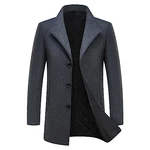 KUDORO Herren Wintermantel Trenchcoat Peacoat Jacke Grau