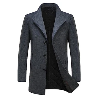 KUDORO Herren Wintermantel Trenchcoat Peacoat Jacke