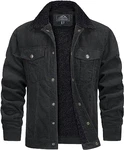 TACVASEN Herren Cord Jacke Winterjacke Trucker Jacke Dunkelgrau