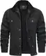 TACVASEN Herren Übergangsjacke Cargo Jacke Winter Fleecefutter Gefütterte Freizeitjacke mit Taschen, Dunkelgrau, M