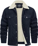 TACVASEN Herren Cord Jacke Winterjacke Trucker Jacke Navy