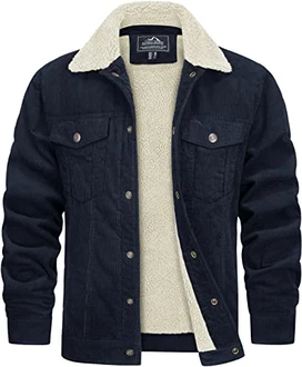 TACVASEN Herren Cord Jacke Winterjacke Trucker Jacke