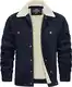 TACVASEN Herren Corduroy Herrenjacke Winterjacke Übergangsjacke Sherpa Trucker Jacke mit Teddyfell, Navy, M