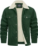 TACVASEN Herren Cord Jacke Winterjacke Trucker Jacke Waldgrün
