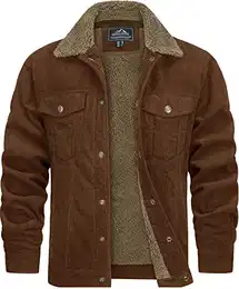 Herren Fleecefutter Übergangsjacke Card Jacke Winter Teddyfutter Trucker Jacket für Männer, Braun, M