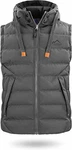 normani Herren Wattierte Weste Winddichte Steppweste mit Sweat Kapuze und Stehkragen Outdoor Bodywarmer Dunkelgrau