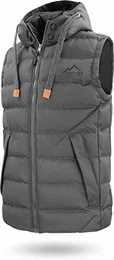 Herren Outdoor Weste Steppweste mit Abnehmbarer Kapuze und Stehkragen, große Seitentaschen und ECO-Obermaterial aus PET-Flaschen - SBS-Reißverschlüsse Farbe Dunkelgrau Größe M