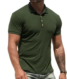 Poloshirts für Herren Kurzarm Muskel Sport Tennis Golf Basic T-Shirt,Dunkelgrün,M EU