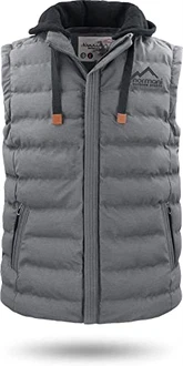 normani Herren Weste Steppweste mit Swaet Kapuze und Stehkragen - Outdoor Weste mit Wasserdichten Reißverschlüssen Grau normani Herren Weste Steppweste mit Swaet Kapuze und Stehkragen - Outdoor Weste mit Wasserdichten Reißverschlüssen Grau