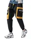 ORANDESIGNE Herren Cargohose Arbeit Kampfhosen Techwear Hose mit Taschen Jogginghose Hip Hop Jogger Hosen Punkhose mit Mehreren Taschen Z4 Gelb M
