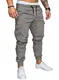 Elegancity Hell Grau Hosen Herren Cargohose Einfarbig mit Taschen Cargo Hose Bundgummi Elastisch 32