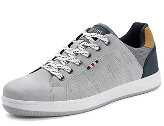 LANGDU Freizeitschuhe Herren Sneaker Walkingschuhe Leichtgewicht Atmungsaktive Sportschuhe Sneakers Grau