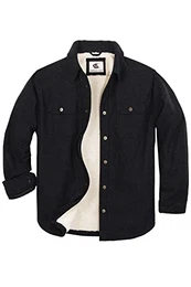 Herren Flanell Jacke Hemd Sherpa Holzfällerhemd Flanellhemd Langarm Kariertes Druckknöpfe Baumwolle Winter Hemd (Schwarz #9 M)