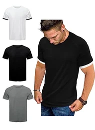 Herren 3er Pack Tshirts Kurzarm Schnelltrocknend Sportshirt Trainingsshirt Laufshirt Funktionsshirt Einfarbig Atmungsaktive Unterhemd S-XXL