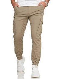 Infinity Herren Cargohose Ollie ARIS Freizeithose Cargo Joggers (Fallen Rock, W32 L32)