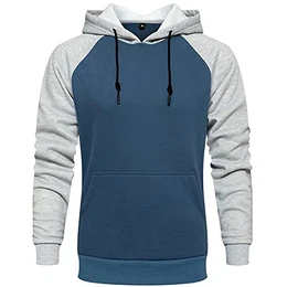Hoodie Herren Raglan Hoody Mit Kapuze Farbblock Hoodies Langarm Kapuzenpullover Long Sleeve Streetwear Urban Pullover Unisex Casual Long Sleeve Blau M