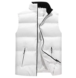 Winterweste Herren Ärmellose Wattierte Weste Jacke Ärmellos Herren Steppweste Westen Männer Warme Oversize Armellose Puffer Weste Herren Winter Herrenwesten Übergrößen Mann Steppjacke Herren Weiß M