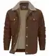 EKLENTSON Winter Cargo Jacke Herren Verschleißfest Arbeitsjacke Cord Winddicht Jacket mit Umlegekragen (XL, Braun)
