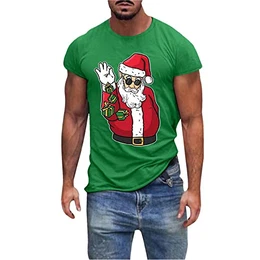Tshirt Herren lustig Weihnachtspulli Oberteile Weihnachtsmann Xmas Tops Streetwear Shirt Bluse V-Ausschnitt Pullover Männer Herbst Bluse Crewneck Große Größen