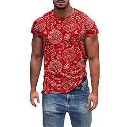 Tshirt Herren Weihnachten Lustige 3D Print Party Sportshirt Shirt Bluse T-Shirt Tee Slim Fit Kurzarmshirt Bluse Crewneck Große Größen