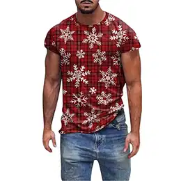 Tshirt Herren Weihnachten Kurzarm Oberteile Weihnachtsmann Jumper Rundhals Shirt Bluse Tops Basic Shirt Männer Herbst Christmas Große Größen
