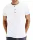 NITAGUT Herren T-Shirt Baumwolle Kurzarm Alltags-Henley-Hemd,Weiß,M EU