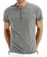 NITAGUT Herren T-Shirt Baumwolle Kurzarm Alltags-Henley-Hemd,Hellgrau,M EU