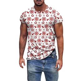Tshirt Herren Weihnachten Kurzarm Oberteile Weihnachtsmann Jumper Rundhals Vintage Oberteile V-Ausschnitt Pullover Männer Herbst Bluse Crewneck Große Größen