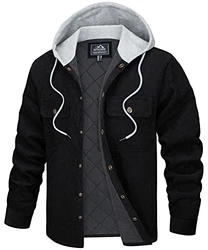 TACVASEN Herren Übergangsjacke Cordjacke Schwarz