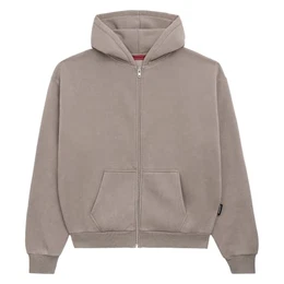 Prohibited einfarbiger Basic Oversized Zip-Hoodie Premium Herren & Damen Sweat-Jacke (Unisex) Schwerer Stoff mit 360 GSM (Sand M)