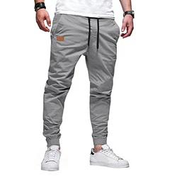 AlvaQ Herren Chino Cargohose Jogginghose mit Kordelzug Casual Hose Grau