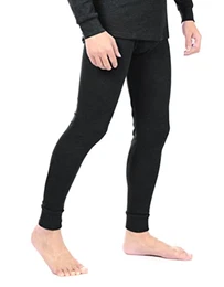 Herren Thermo Unterhose Lang Innenfleece warmes Winter Unterwäsche Skiunterwäsche Baumwolle (Schwarz, L)