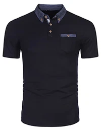 Polo Shirts Männer Kurzarm Poloshirt Slim fit Baumwolle Outdoor Sommer Polohemd Kurzarm mit Brusttasche Golf Tennis Tshirts Navyblau M